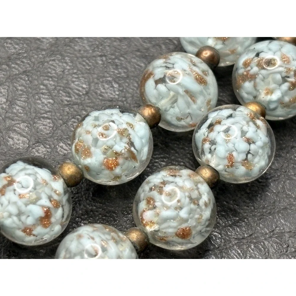 Vintage Venetian Speckled Glitter Glass Double 2 Strand Choker Necklace 14-17